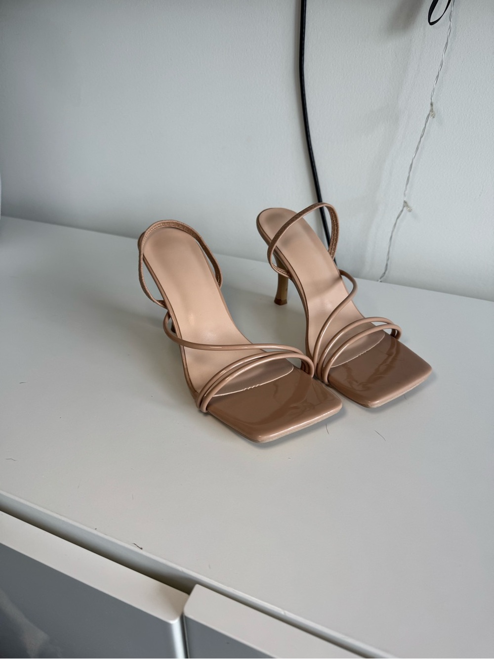 Amazon Blush Nude Strappy Square-Toe High Heels